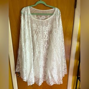 NEW White Lace Poncho Swim Coverup O/S from SHEIN